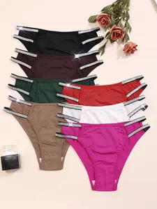 Women's Cut Out Brief, Soft Comfy Breathable Knicker for Daily Wear, Sparkle for All Seasons, High Cut Underwear