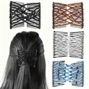 4pcs Elegant Magic Hair Clip & Comb Set - Vintage Handcrafted, Stretchable for Easy Styling, Perfect for All Hair Types Including Curly, Ideal for Casual Attire