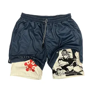 Demon Slayer Performance Shorts Summer Double Layer Beach Pants Fitness Training Pant Sports