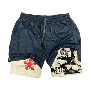 Demon Slayer Performance Shorts Summer Double Layer Beach Pants Fitness Training Pant Sports