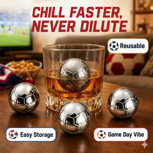 Reusable Soccer Ice Balls Set of 4 | Stainless Steel Chilling Stones for 2026 Watch Parties & Game Day