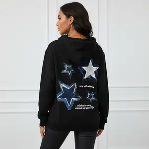 Women's cartoon star graphic print Graphic Hoodie - Cotton Blend Long Sleeve Pullover Regular Fit | Soft & Breathable Fabric, Durable Print, Everyday Comfort, Machine Washable, casual fashion lifestyle flat lay