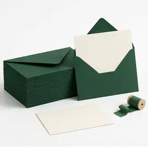 Spiritlink-20PCS Dark Green Textured Invitation Envelopes, 16.4 * 11cm/6.45 * 4.33in,250GSM Thick Paper, for Wedding, Baby Shower, Greeting Cards (20Pack)