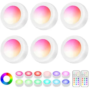 Dimmable LED Puck Light with Remote, Color Changing Under Cabinet Wireless Stick On Lights for Home Kitchen Counter Bedroom Decor Lighting Lights Mode Art Display Light