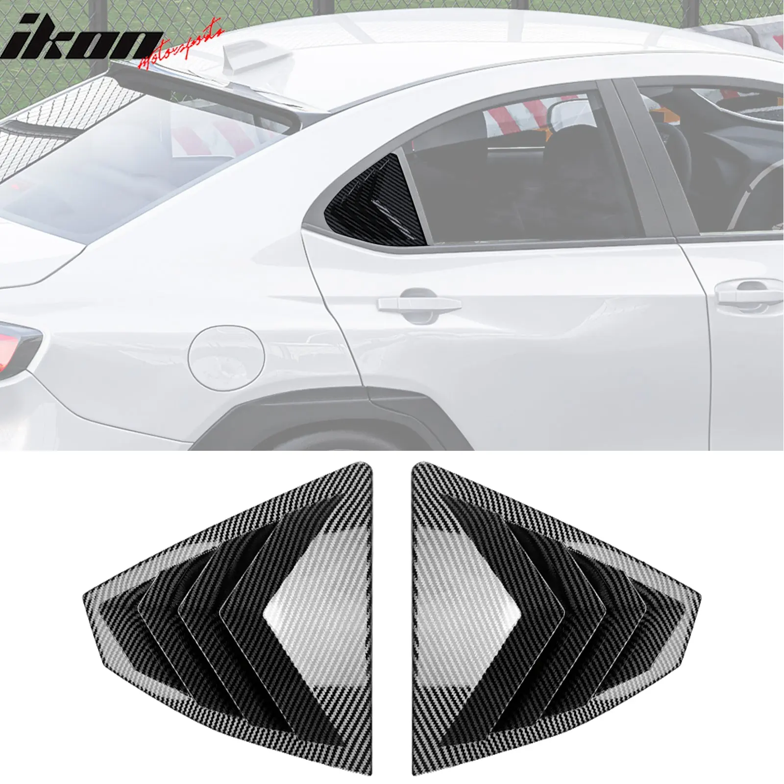 Side Window Louvers for Subaru WRX 2022-2025 Carbon Fiber Print IKON ABS