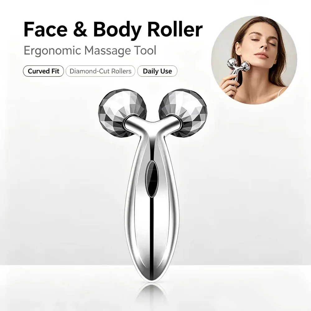 Stainless Steel Gua Sha Face Roller , Facial Tool for Face Sculpting, Metal Skin Care, Massager for Women
