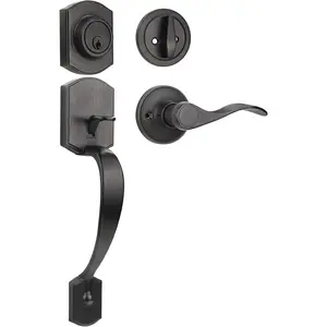 Exterior Door Lock Set Oil Rubbed Bronze Front Door Lock Set, Entry Door Locksets with Deadbolt Single Cylinder Front Door Handle and Deadbolt Set, 1 Set