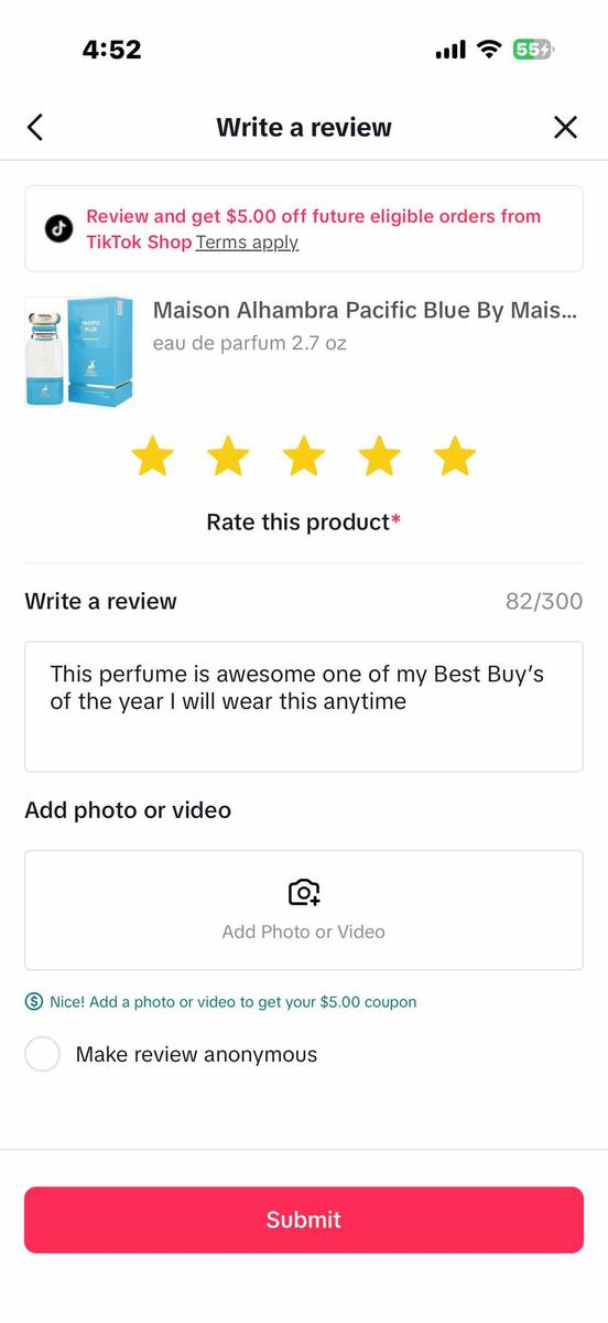 Item: eau de parfum 2.7 oz