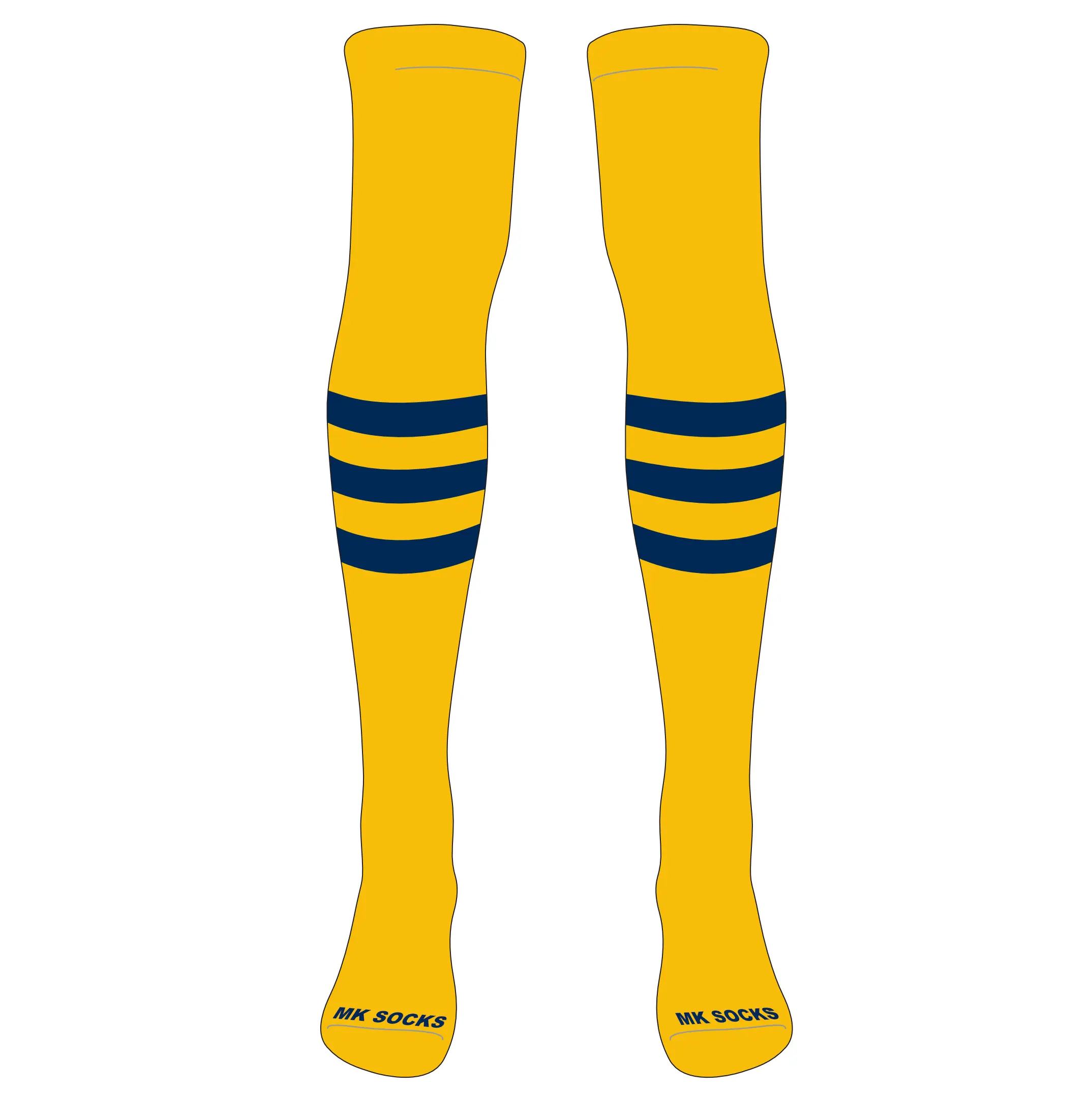 MK Socks Striped Over the Knee Baseball, Football Socks (A) Gold, Navy