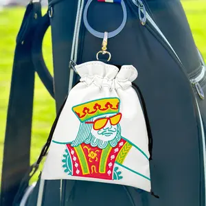 Stylish Golf Accessories Pouch, Drawstring Golf Ball Bag, Portable Golf Carry Bag, Fashionable Embroidery Design, Ideal Gift for Golf Enthusiasts, Golf Pack, Golf Gift Accessory