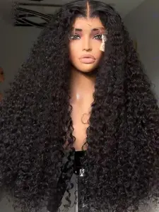 Soft Non-Glue Pre-Banked 26 Inch Long 180% Density Daily Curly Wig, 13x4x1 Lace Front Full Cap, Heat Resistant, Kinky Curly Wig, Lace Glueless Wig