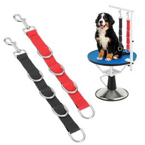 PETAXCELL Pet Dog Grooming Loops, Adjustable Nylon Table Arm Extender Belly Strap with 4 or 6 White D-Rings Restraint Leash 2pcs, Intended for Fixed Dog Bathing Hair Cutting