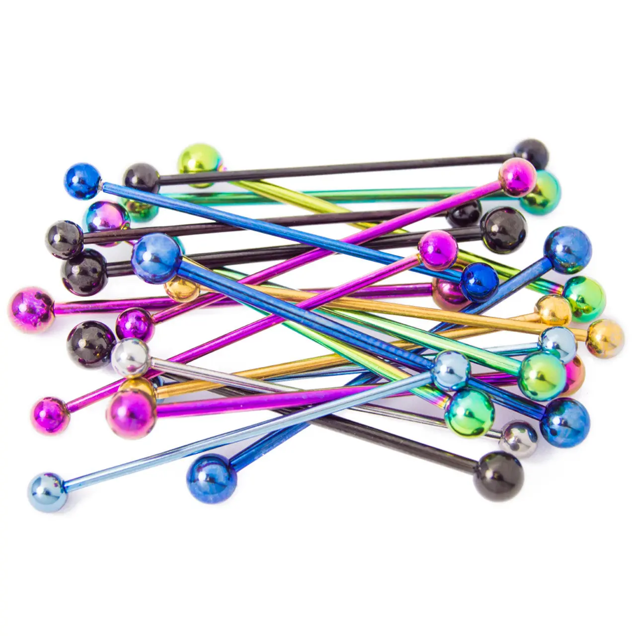 Surgical Steel Anodized Industrial Barbell 14 Gauge 1-1/2" - 16 Pcs