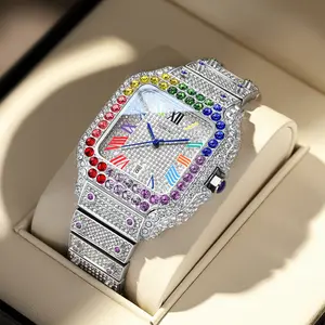 DAYAND NIGHT Fashion Brand 2025 Full Diamond Watch Luxury Quartz Timepiece for Men & Women Square Dial Business Banquets Daily Wear Valentine's Anniversary Gift Colle Jewelry watch  colle