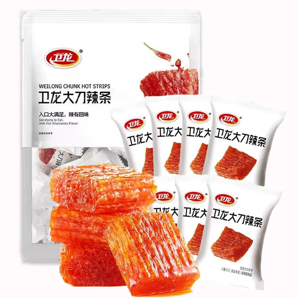 200g latiao Spicy Strip，latiao Neatly shaped Vegetarian Gluten Squares ，Chinese Snacks Spicy Flavour,latio， Spice