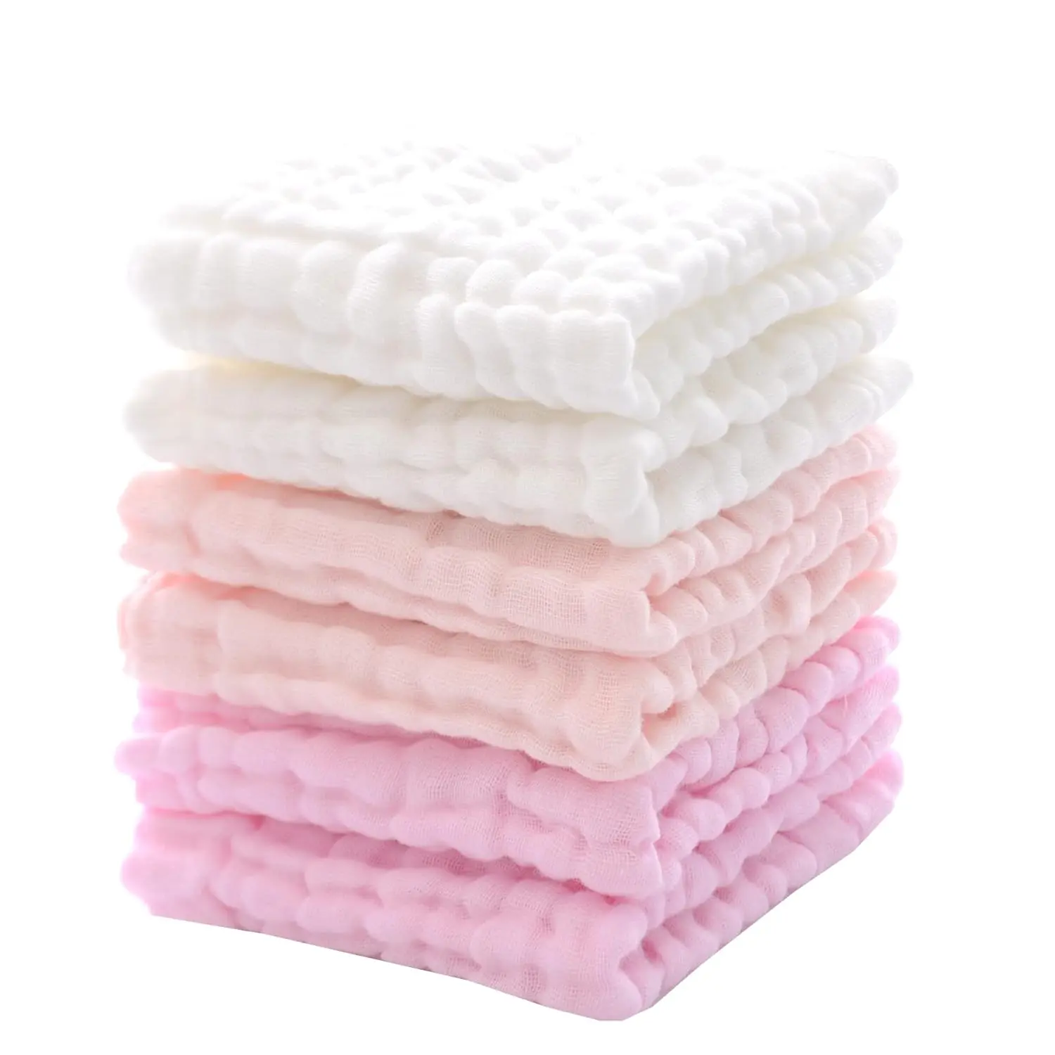 Washcloths and Burp Cloths 6 Pack Soft & Highly Absorbent Cotton Towels for Newborns, 12x12 Inches, Baby Essentials for Feeding, Bathing & Spit Up Cleaning