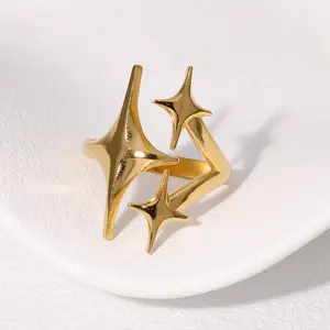 Star stainless steel ring four-pointed star index finger ring for men and women, daily wear