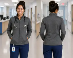Women's Lightweight Poly-Tech Zip-Up Jacket -Style, 100% Polyester with fleece inside, for all Healthcare Workers