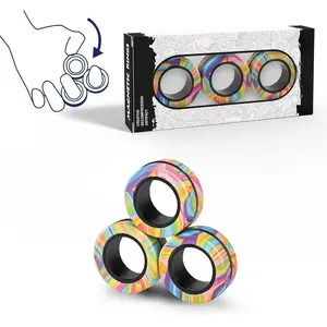 Magnetic Rings Fidget Toy Set, Idea ADHD Fidget Toys, Adult Fidget Magnets Spinner Rings for Anxiety Relief Therapy, Fidget Pack Great Gift for Adults Teens Kids