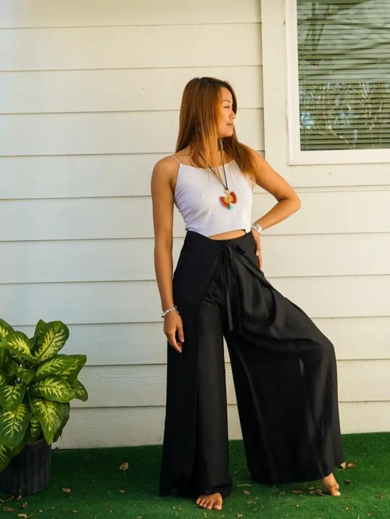 Palazzo Wrap Pants Boho Beach Harem Flow Open Genie Bohemian Flow Women's Fashion