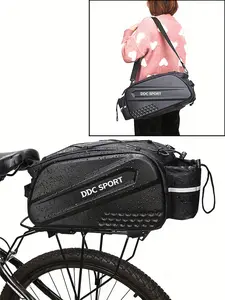 DDC Bike Bags for Bicycle Rear rack - Hard Shell Waterproof Bike Ebike Trunk Pannier Saddle Seat Bag Carrier with Reflector, Rain Cover & Shoulder Strap for Commuter Travel Outdoor