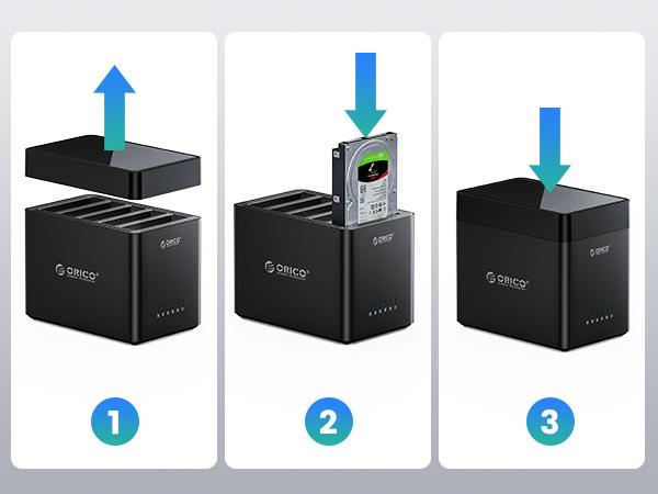 ORICO 5 Bay Hard Drive Enclosure USB C/A to SATA Magnetic Tool-Free External HDD Docking Station Case with 12V/6.5A Power Adapter for Family Storage Supports 2.5/3.5 inch Drives Max 110TB (5x22TB) - DS500, Linux, Usb 3.0, Independent Bracket, Transfer Spe