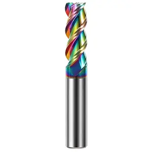 1/4" Carbide Square End Mill Bits for Aluminum - 1/4" Shank Dia,2'' Oal - 3 Flutes DLC Rainbow Coating - Durable