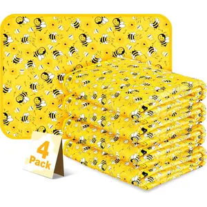 4'Pcs Washable Pee Pads,  Puppy Pet  Pads,   Crate, Whelping Pad, Non-Slip Protects Against  Leakage for YELLOWBEE Medium