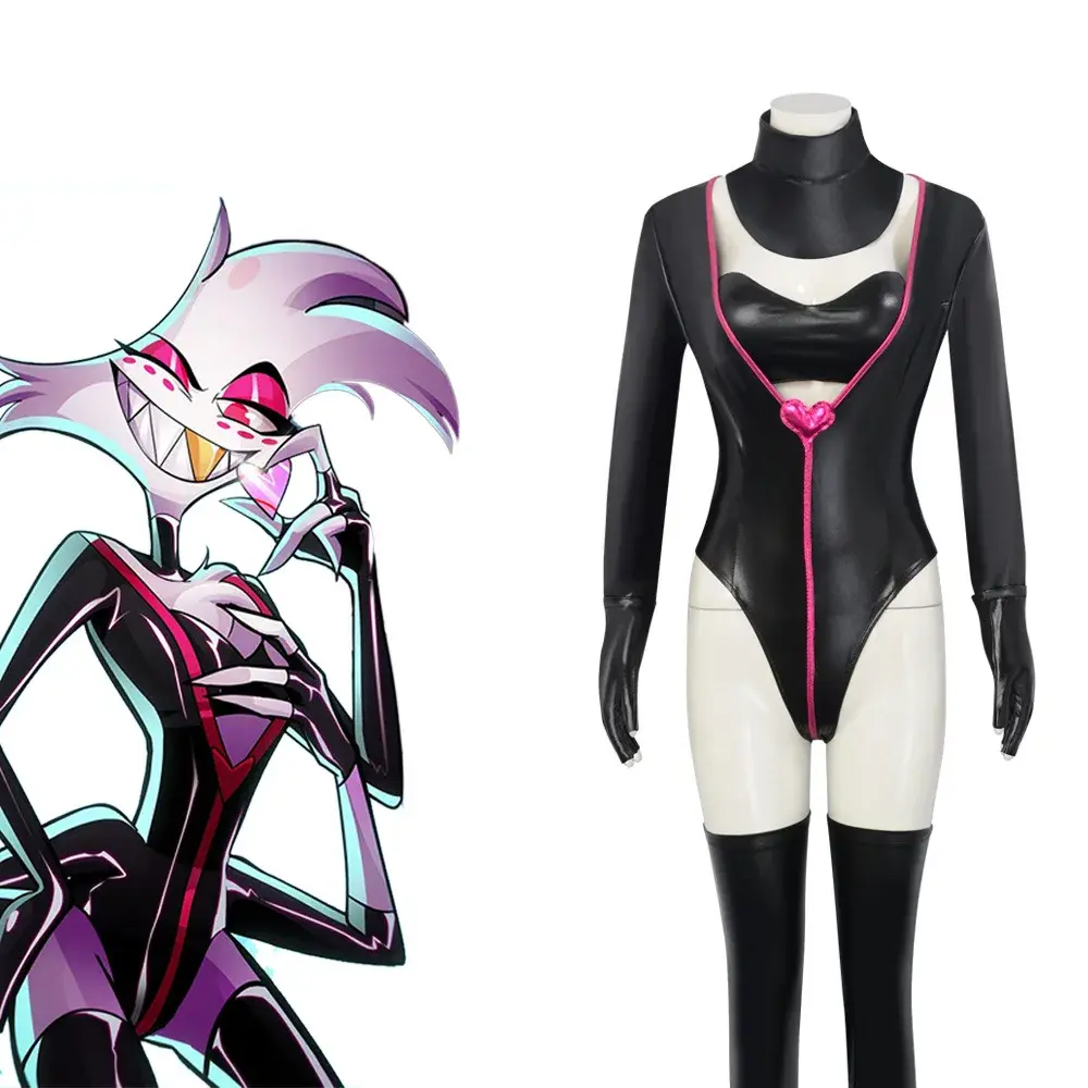 Hell Inn Hotel Angel Cosplay Costume Suit Devil Angel Dust Leather Jacket Halloween Costumes for Women Anime Clothes Customized