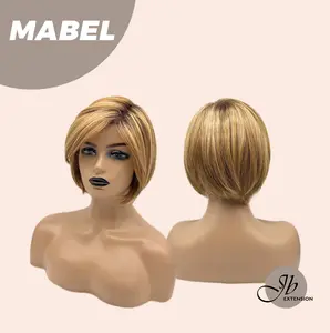 JBEXTENSION 8 Inches Dark Honey Blonde Women Fashion Full Machine Wig MABEL【PLUS PERMATEASE】【BENDY EAR TABS】