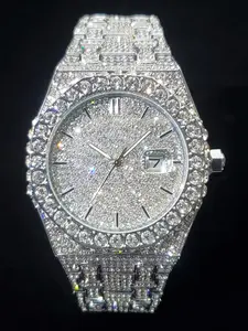 Men's Quartz Watch, Octagonal Full Diamond Luxury Hip Hop Men's Wristwatch, Stylish and Elegant Timepiece for Men, Fashionable Watches, Quartz Wristwatches, Modern Watches