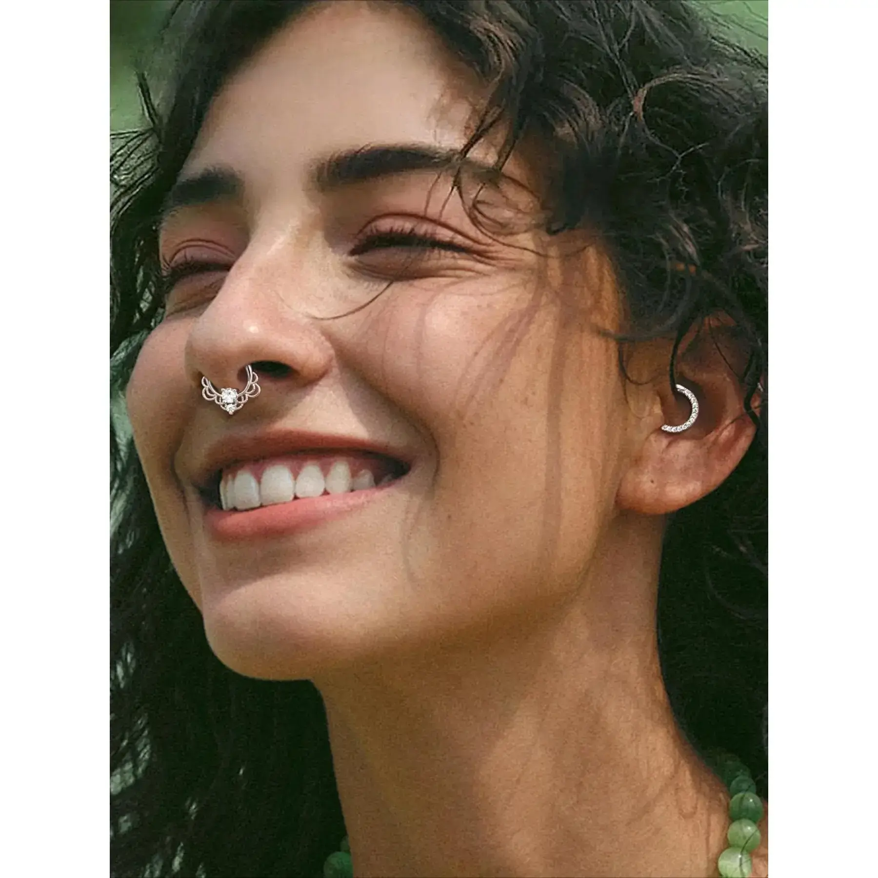 16g Diaphragm Click Ring, Diaphragm Perforation Ring, Stainless Steel Cz Opal Cartilage Spiral Ear Screen Ring, Earring Nose Ring, 10mm Perforated Jewelry Set 16g Diaphragm Click Ring, Diaphragm Perforation Ring, Stainless Steel Cz Opal Cartilage Spiral Ear Screen Ring, Earring Nose Ring, 10mm Perforated Jewelry Set