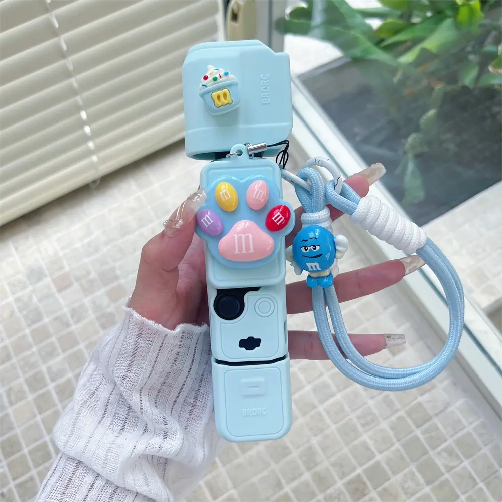 Luxury Silicone Camera Protective Case, Ultra-Thin Soft Silicone, Full Coverage Tripod Holder, Portable Hand Strap, Anti-Loss Anti-Drop, Dji Pocket 3/4