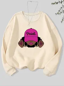 Women's Round Neck Sweatshirt, Casual Long Sleeve Crew Neck Pullover for Fall & Winter, Women's Clothes for Daily Wear
