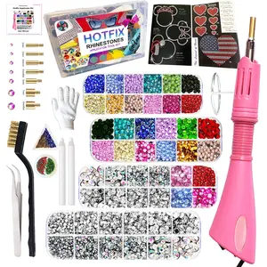 Bedazzler Kit with Rhinestones, Hotfix Applicator, DIY Hot Fix Rhinestone Setter, Hot Fixed Bedazzling Kit, 4380 count,  AB, Clear, 14 Colors, Box Set