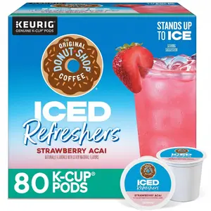 The Original Donut Shop Iced Refreshers Strawberry Acai, K-Cup Pods, 80 Count