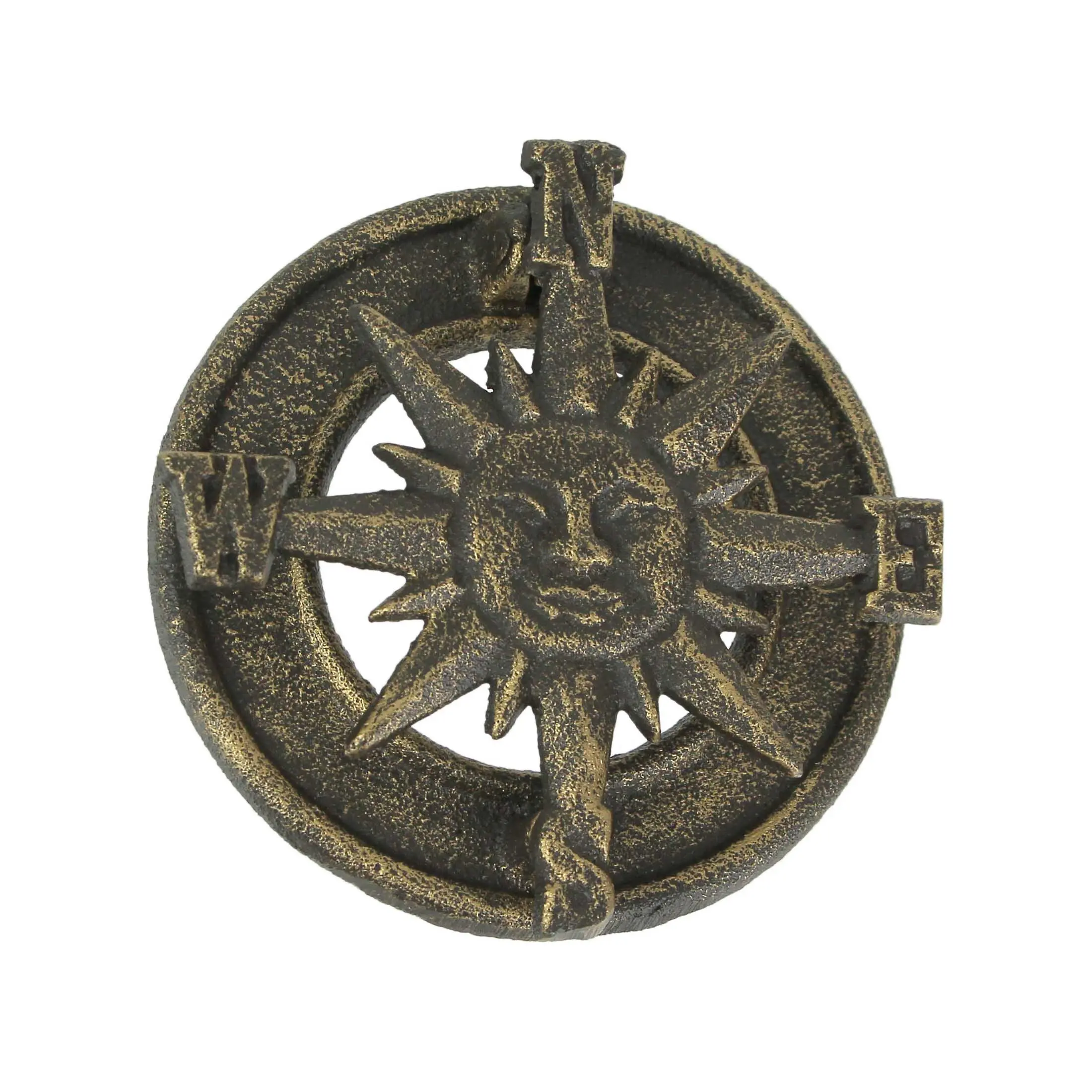 4.5in Bronze Compass Rose Door Knocker - Cast Iron for Nautical Welcome