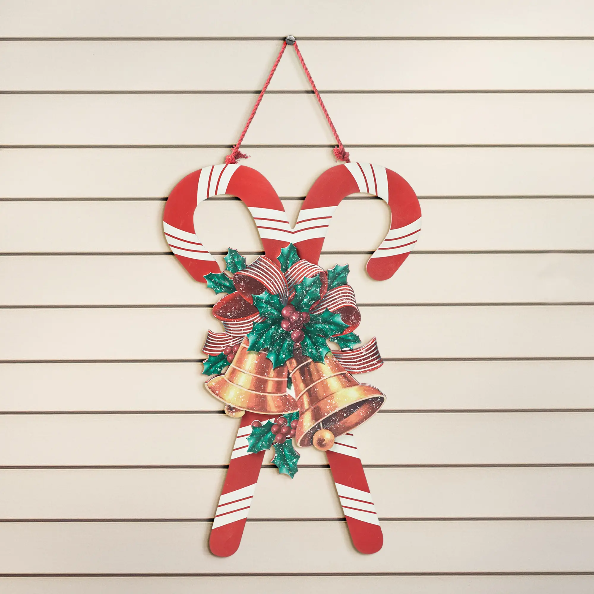 Glitzhome 20"H Wooden Christmas Candy Cane Wall Decor