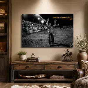 Vintage Lane Frost Poster Legendary Bull Rider Rodeo Scene, Classic Western Wall Art, Aesthetic Canvas Print