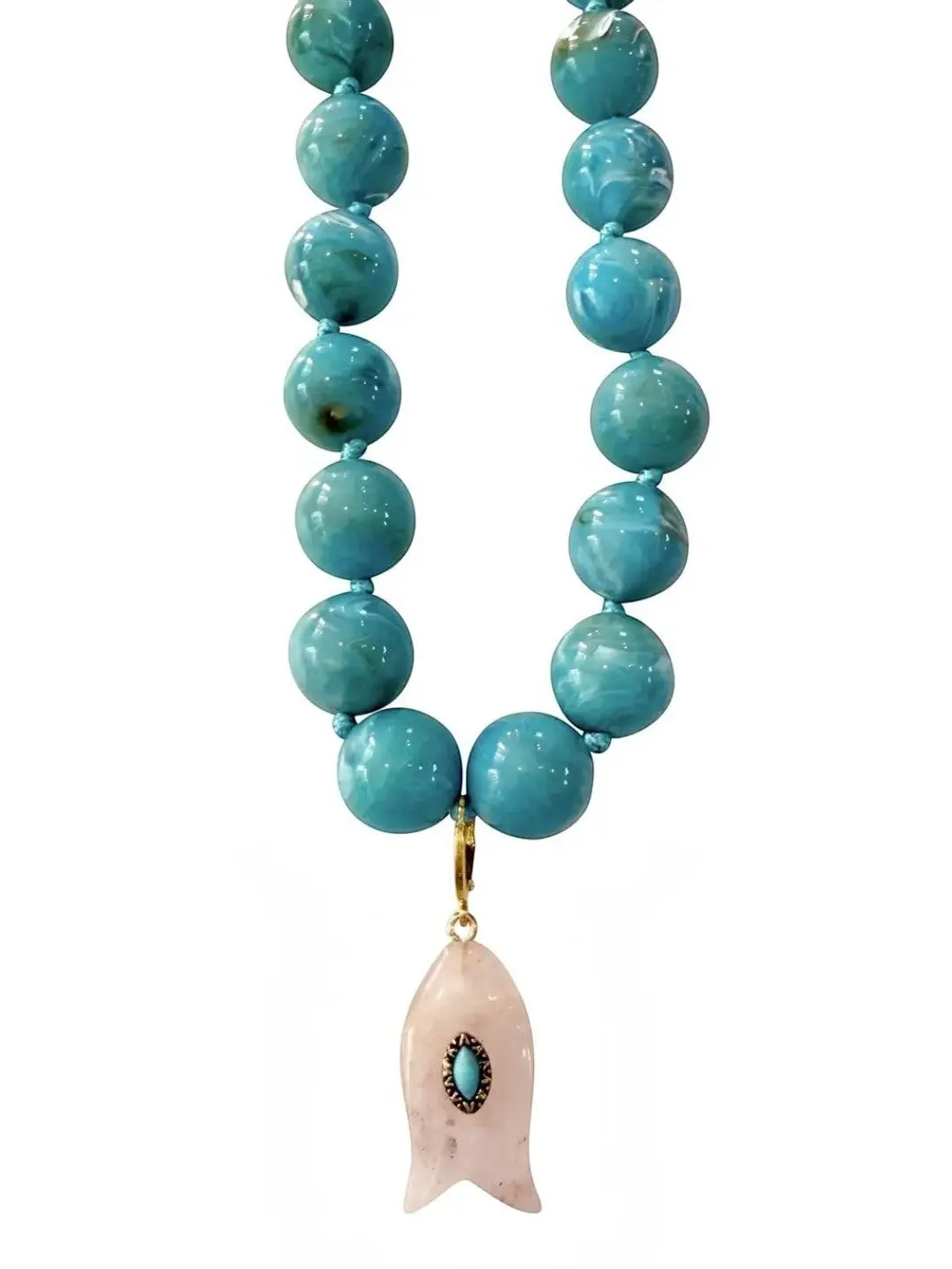 Blue Fish Charm Necklace