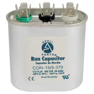Appli Parts Dual Run Capacitor for ac 15+5 Mfd uF (microfarads) 370VAC CBB65 Oval Universal fit for hvac and other applications in Wide CON-15/5-370