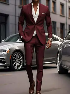 Men's.Suit 2pcs Set, Blazer Suit, Including Jacket And Trousers, Fashionable Formal Wear, Suitable for Parties, Gatherings And Weddings.