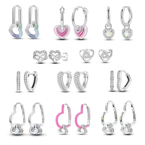 MULA Women's Infinity Heart Earrings - Polished Silver-Plated, Sparkling Zircon-Accented, Available in Hoop, Stud, Drop Styles, Bling Bling Costume Jewelry Gift for Loved Ones, Polished Silver Earrings