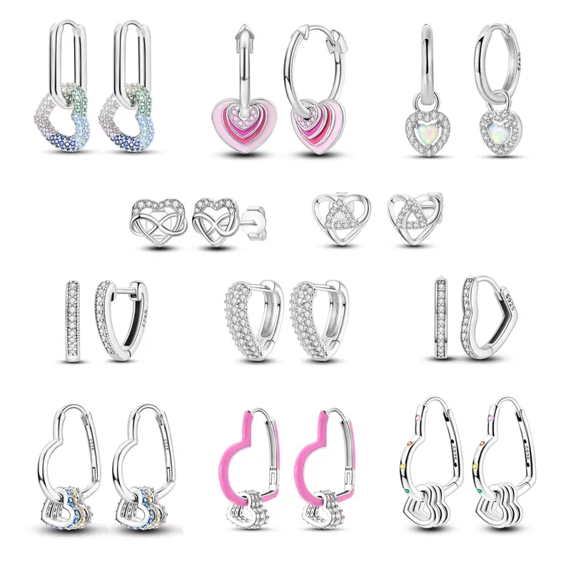 MULA Women's Infinity Heart Earrings - Polished Silver-Plated, Sparkling Zircon-Accented, Available in Hoop, Stud, Drop Styles, Bling Bling Costume Jewelry Gift for Loved Ones, Polished Silver Earrings