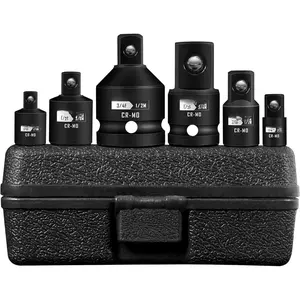 6 count  Socket Adapter Set, 1/4" 3/8" 1/2" 3/4" Drive Socket Reducer Set with Durable Case, CR-MO, Reducer Converter  Adapter Set for  Driver Conversions