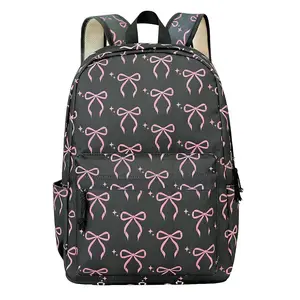 Black Bows School Backpack for Women Aesthetic Backpack Cute Bow Bookbag for College Travel Office Work Coquette Preppy Bookbags Pink Bows Backpacks