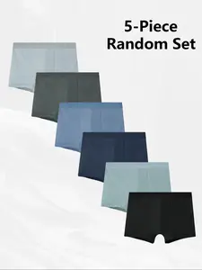 Men's Plain Fitted Underwear Set, Soft Stretch Briefs, Soft Microfiber Fabric, High Elasticity & Breathability, Casual Style, Suitable for Young Men