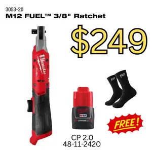M12 Fuel 3/8" Ratchet 3053-20 with Free 2.0 Battery Pack