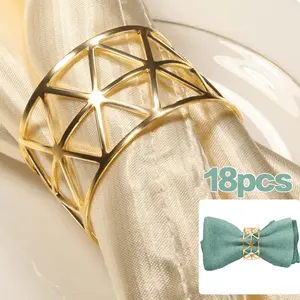 Napkin Rings Gold Napkin Rings Hollow Out Rings Wedding Table Decoration Holiday Napkin Holders for Dining Anniversary Birthday Romantic Candlelight Dinner Holiday Party of Table Setting
