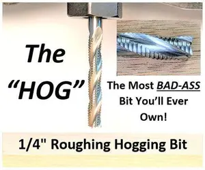 The HOG 1/4" Roughing Endmill Bit For CNC Routers, 1/4" Shank